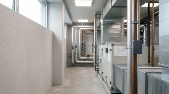 Installation de capteurs IoT dans un bâtiment tertiaire moderne avec système de gestion centralisée
