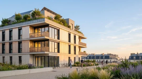 Bâtiment résidentiel moderne certifié HQE en France symbolisant qualité environnementale et performance énergétique