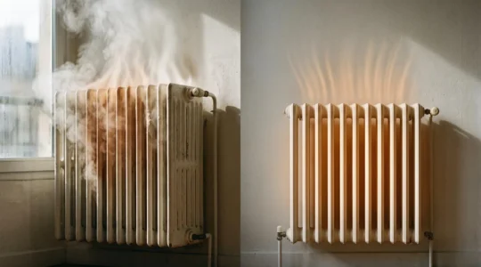 Représentation symbolique de l'efficacité énergétique dans le dimensionnement du chauffage pour une maison
