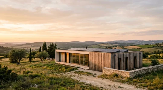 Maison contemporaine à haute performance énergétique dans un environnement naturel français