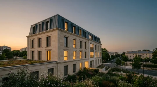 Bâtiment résidentiel moderne en France avec système de chauffage performant et confort thermique optimal